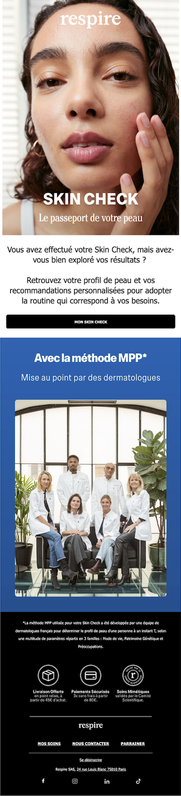 Respire email J0 : Skin Check, le passeport de votre peau