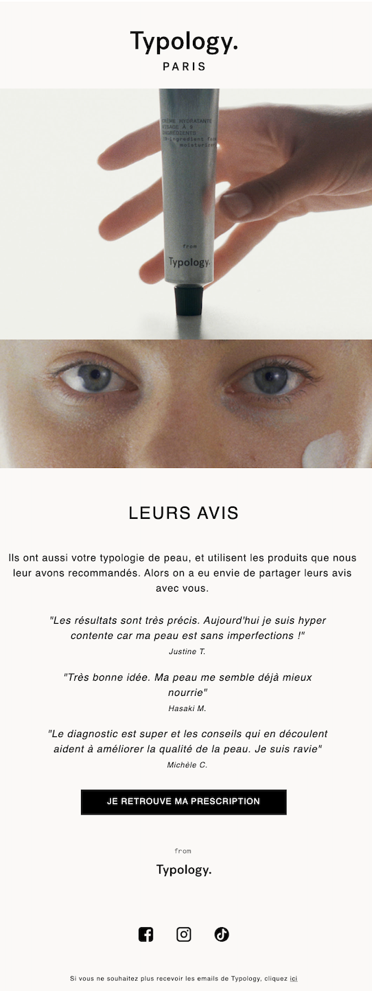 Typology email J+1 : Leurs avis