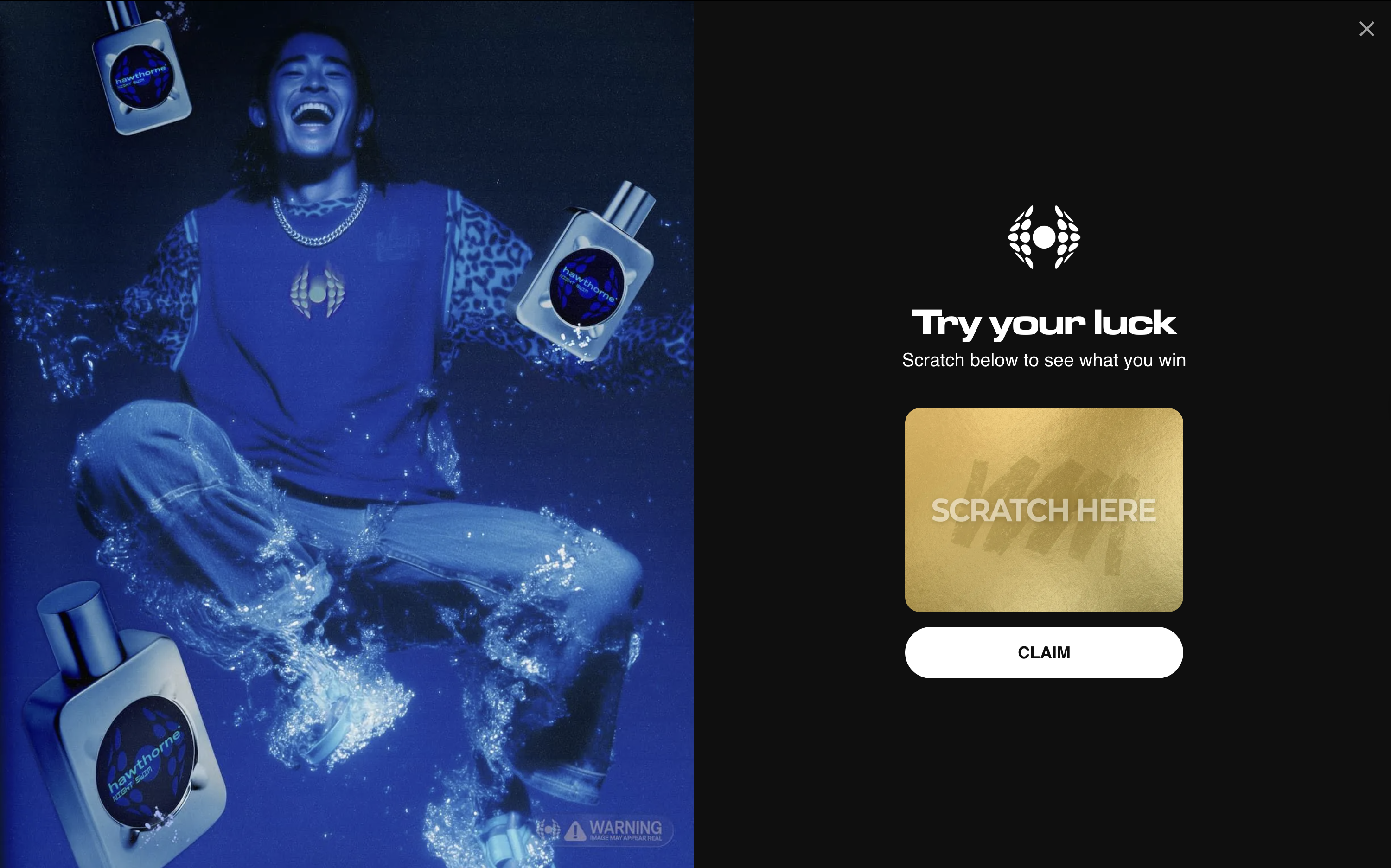 Pop-up gamifiée « Try your luck » avec ticket à gratter